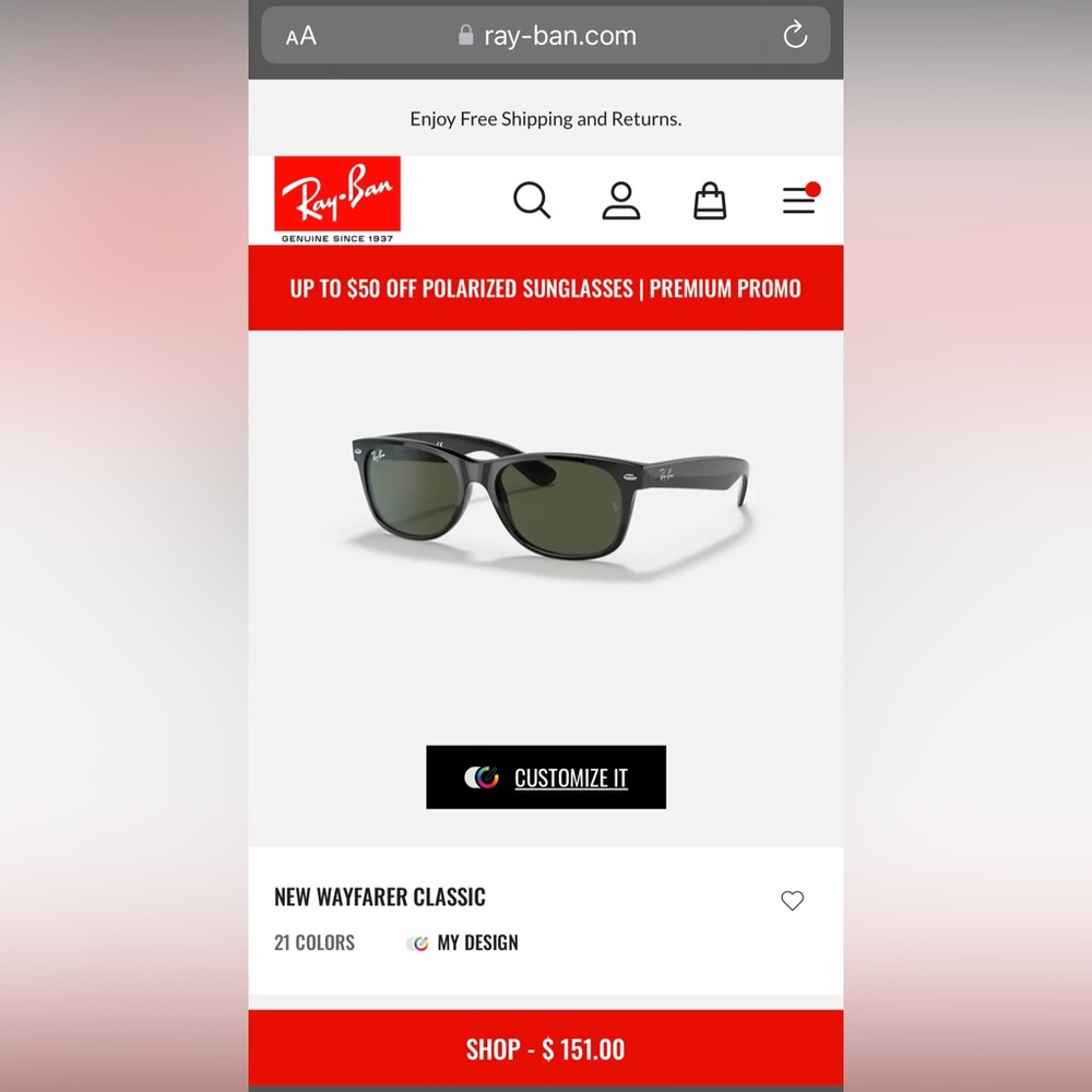 Ray Ban New Wayfarer Classic